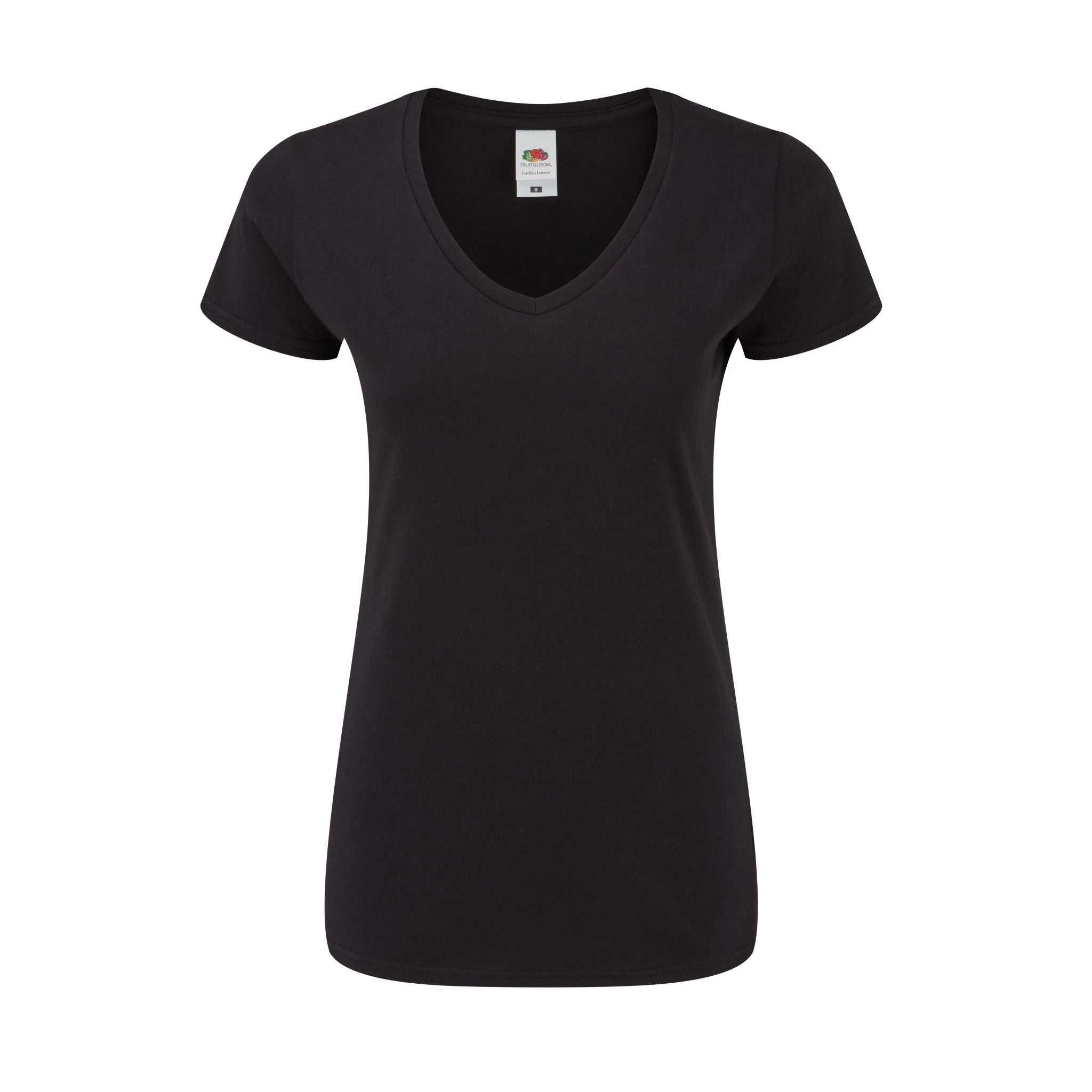 Fruit of the Loom Ladies T-Shirt Iconic 150 mit V-Ausschnitt, Farbe schwarz