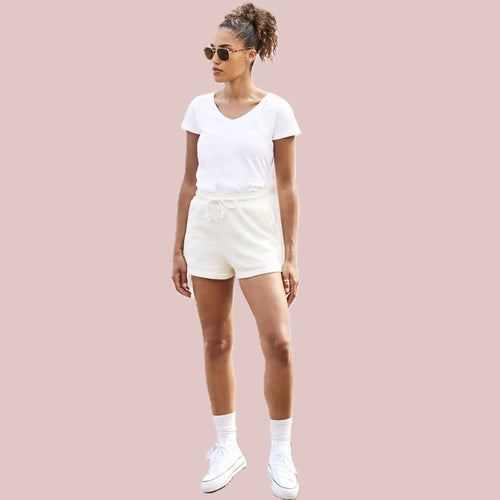 Fruit of the Loom Ladies T-Shirt Iconic 150 mit V-Ausschnitt, Farbe weiß und Model