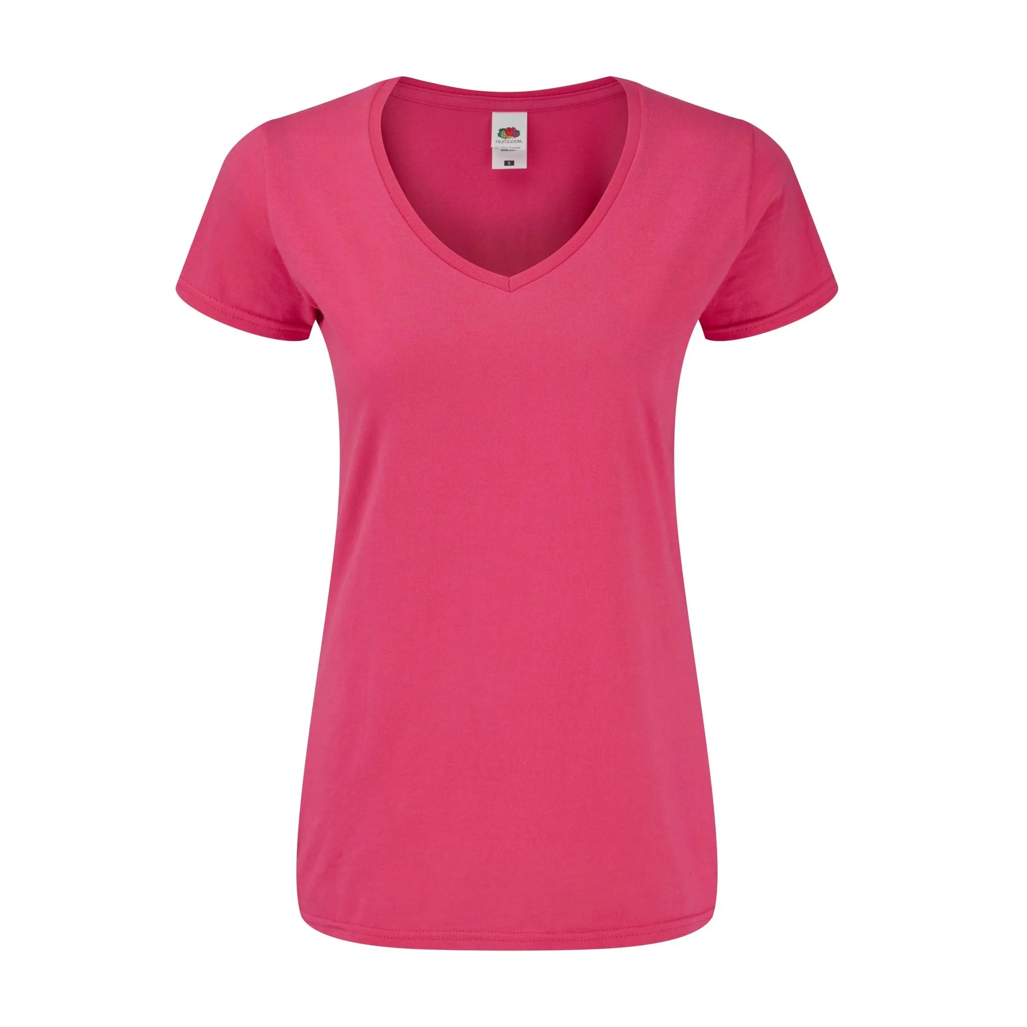 Fruit of the Loom Ladies T-Shirt Iconic 150 mit V-Ausschnitt, Farbe Fuchsia