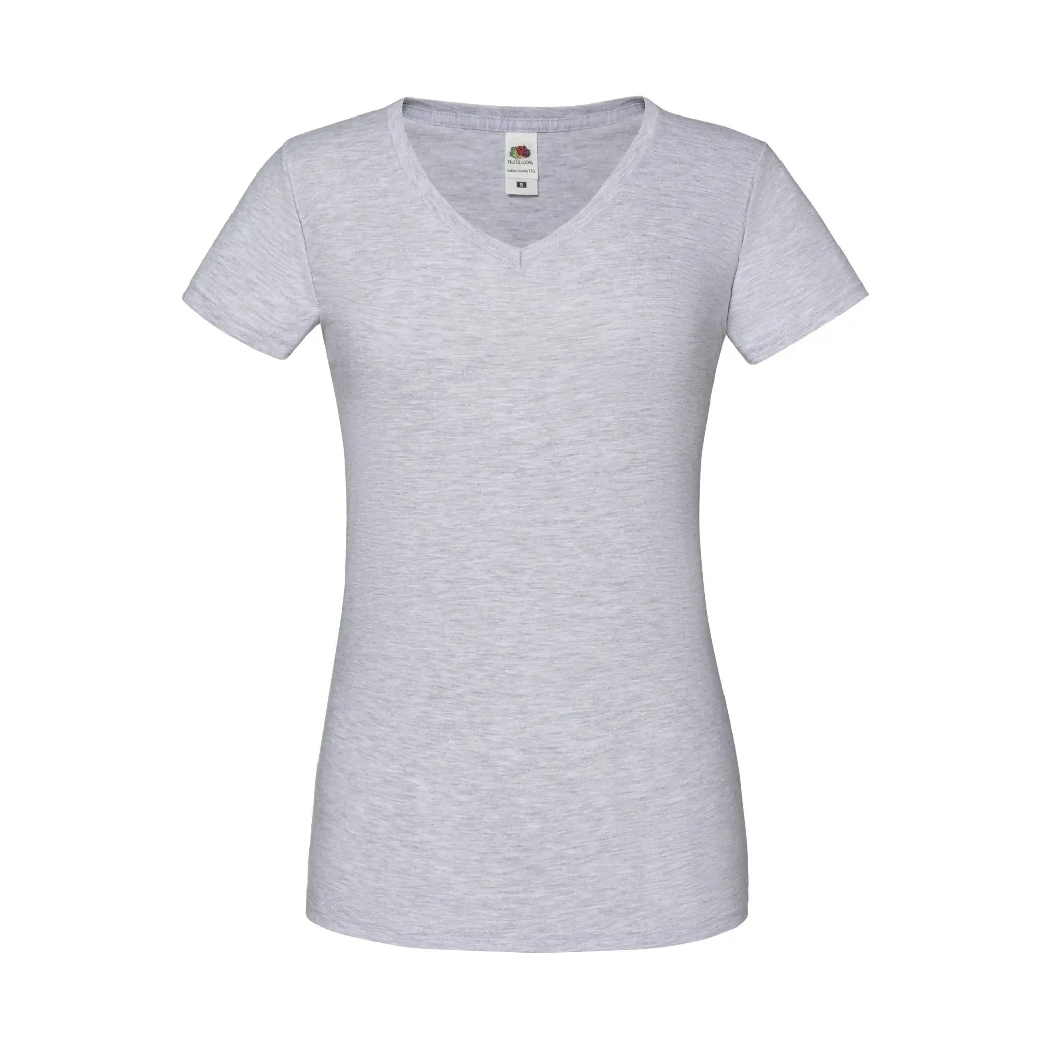 Fruit of the Loom Ladies T-Shirt Iconic 150 mit V-Ausschnitt, Farbe heather-grey