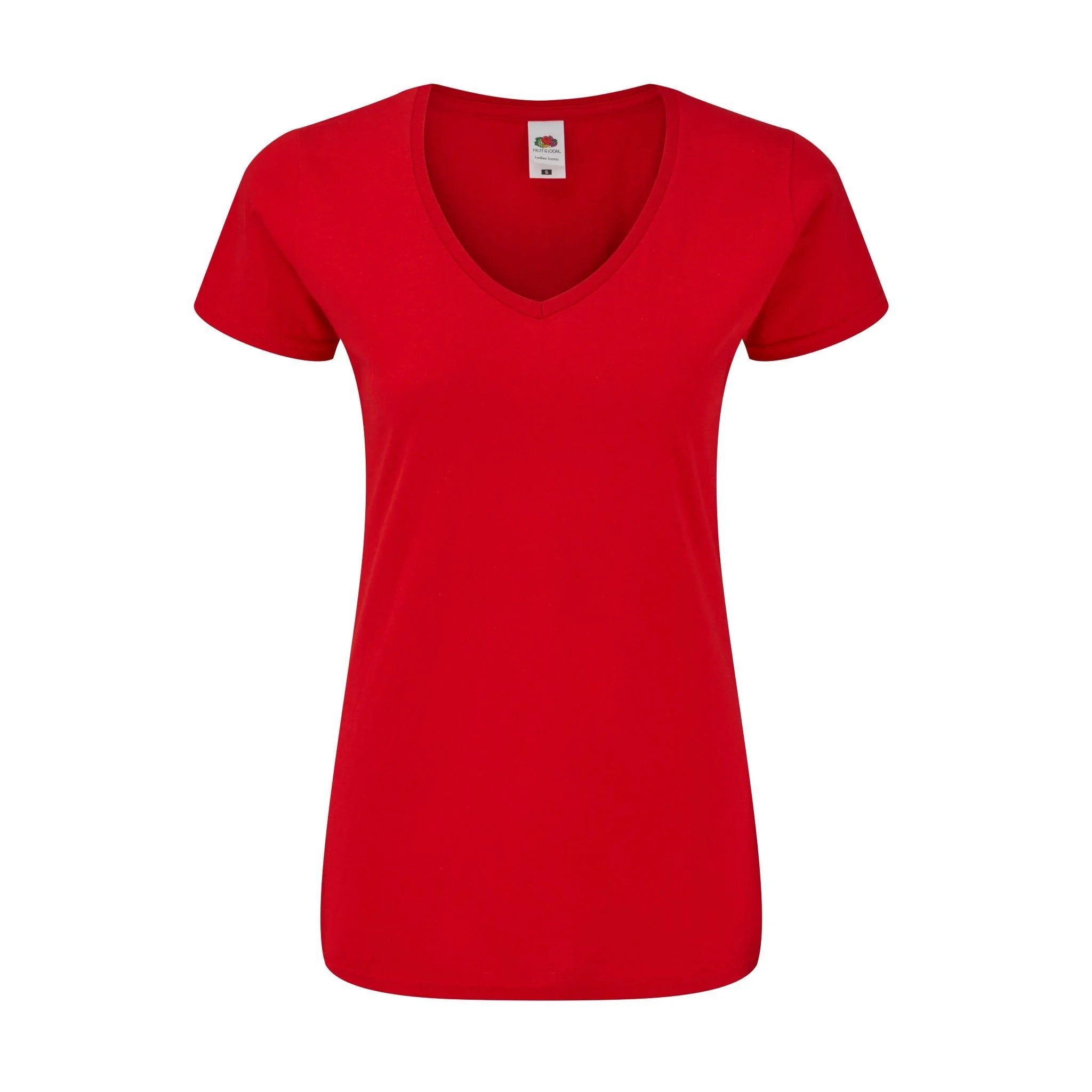 Fruit of the Loom Ladies T-Shirt Iconic 150 mit V-Ausschnitt, Farbe rot