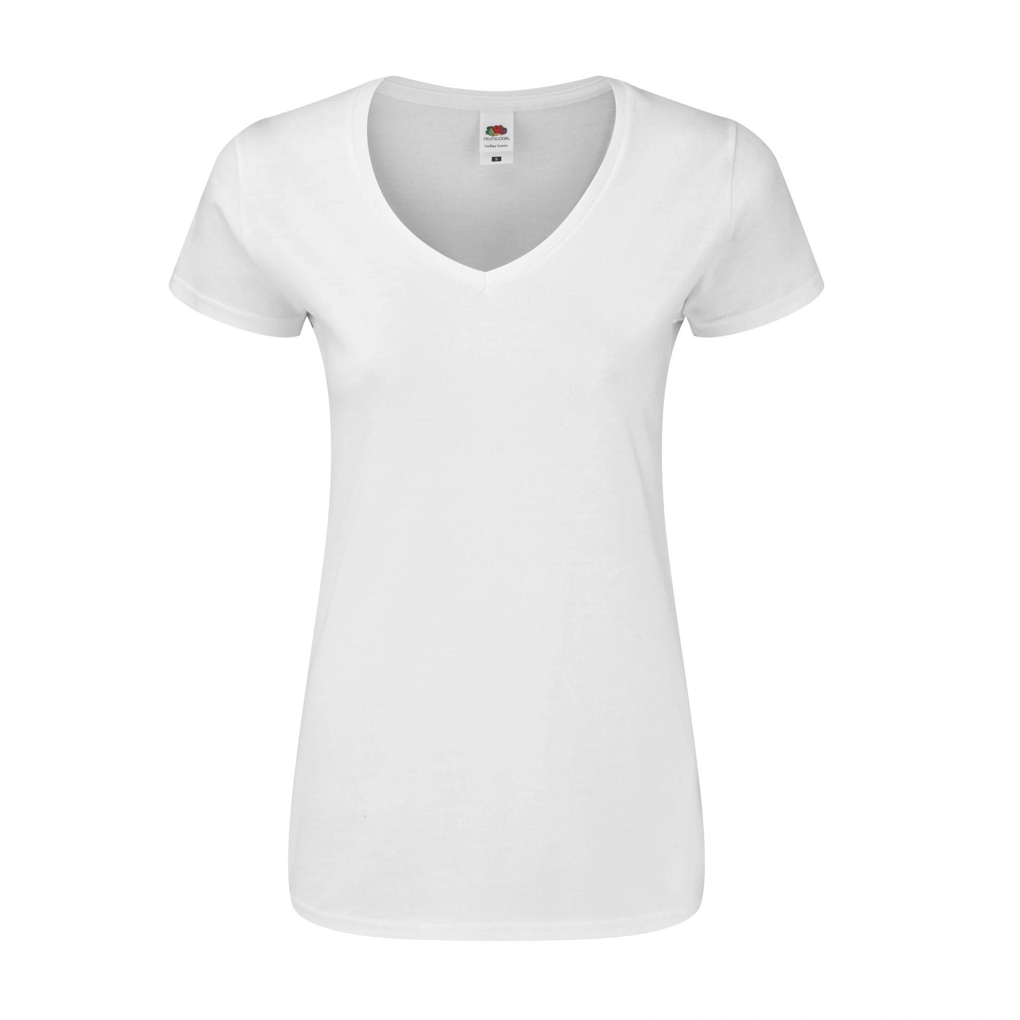 Fruit of the Loom Ladies T-Shirt Iconic 150 mit V-Ausschnitt, Farbe weiß