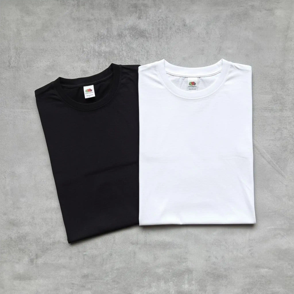 Qualifin Shop Fruit of the Loom Super Premium T-Shirt weiß und schwarz