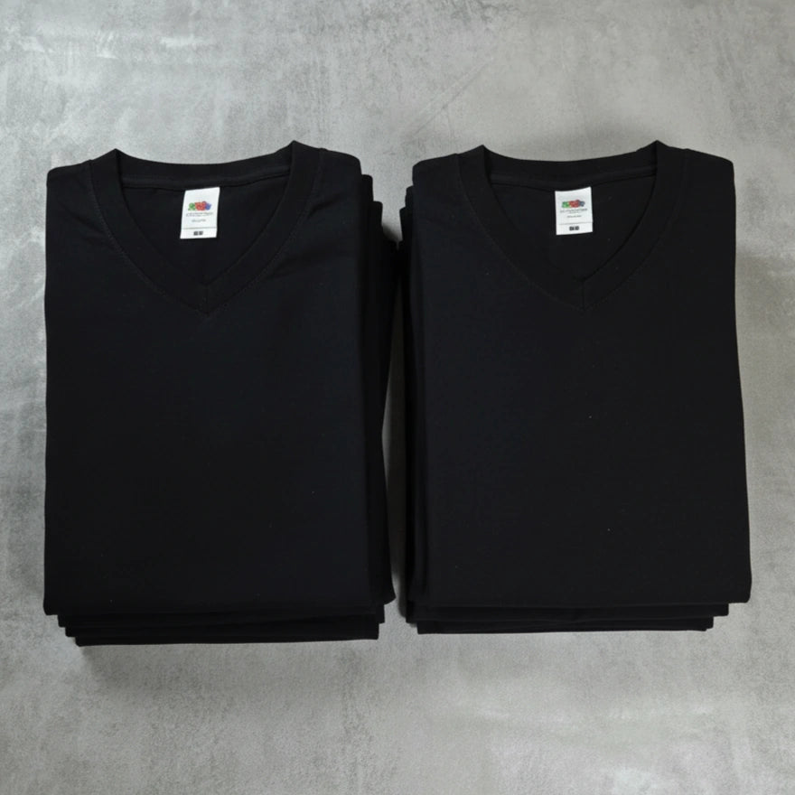 Qualifin Shop Fruit of the Loom Original V-Neck T-Shirt schwarz en-gros