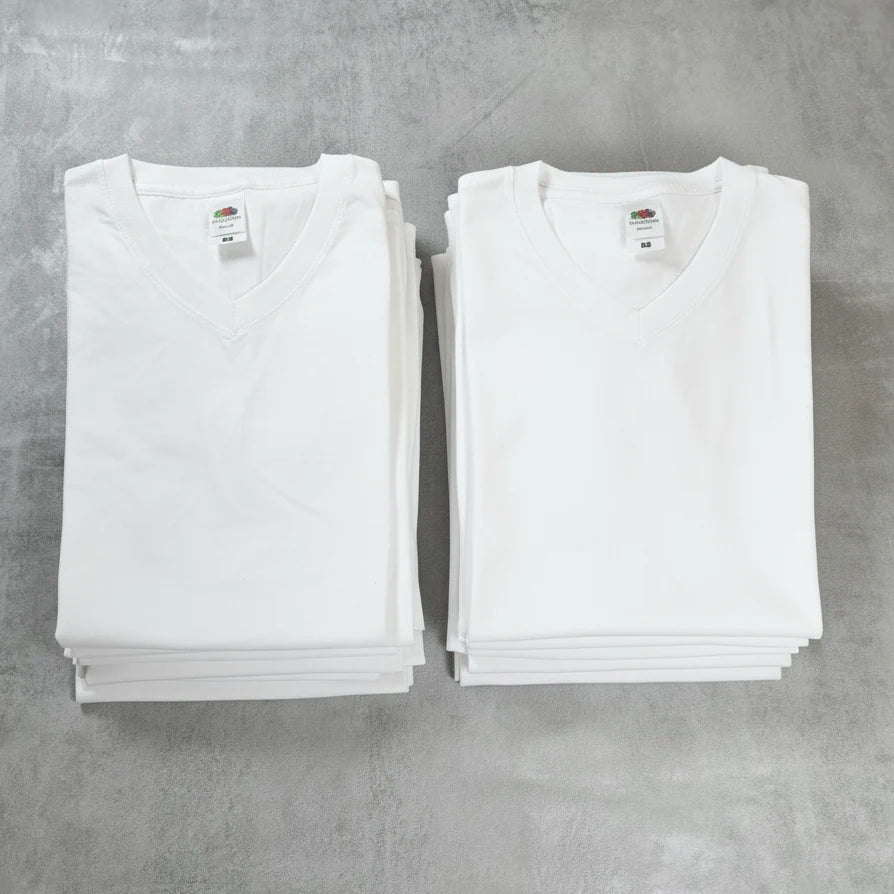 Qualifin Shop Fruit of the Loom Original V-Neck T-Shirt en-gros weiß