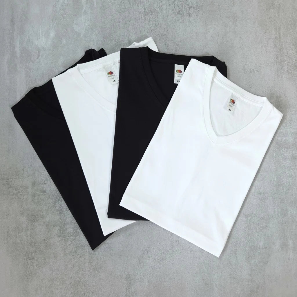 Qualifin Shop Fruit of the Loom Original V Ausschnitt T Shirt  alle Farben