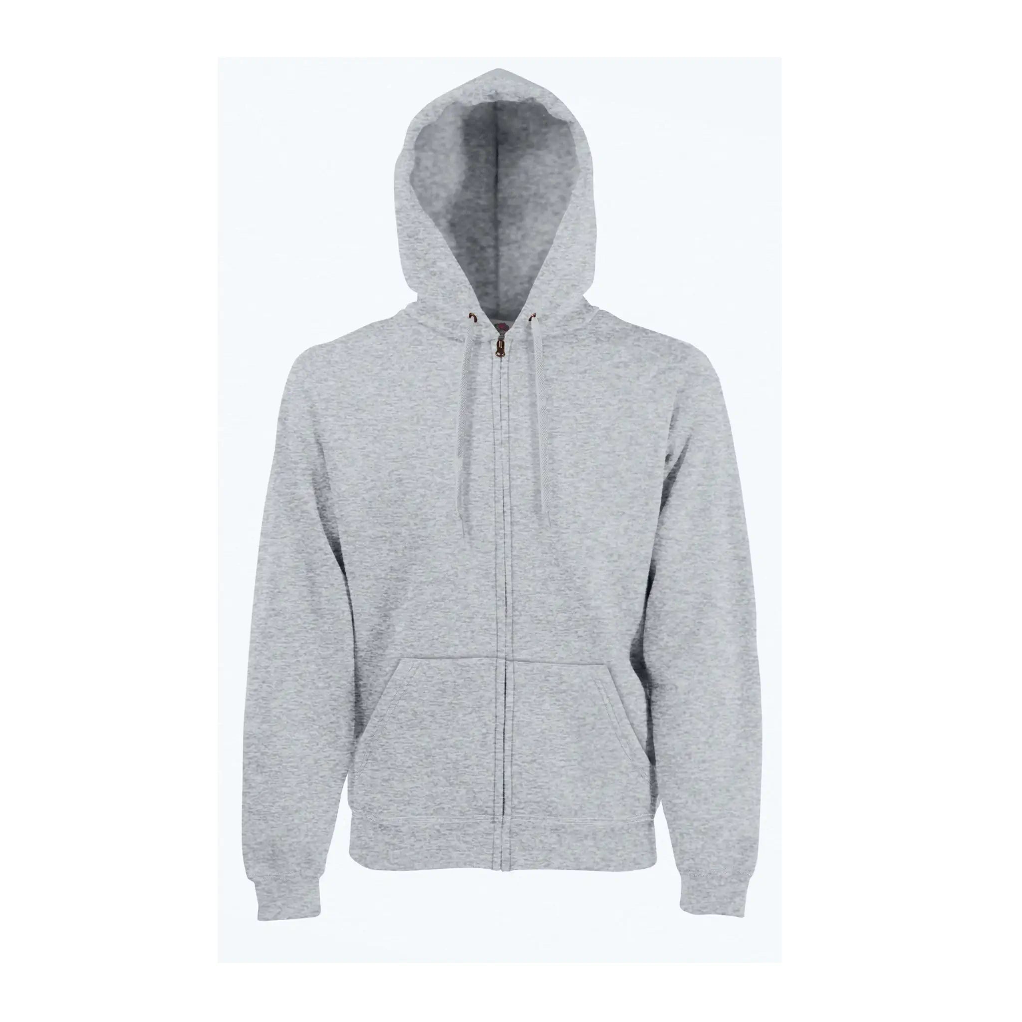 Qualifin Shop Fruit of the Loom Premium Hooded Sweat Jacket mit Reissverschluss Farbe heather grey