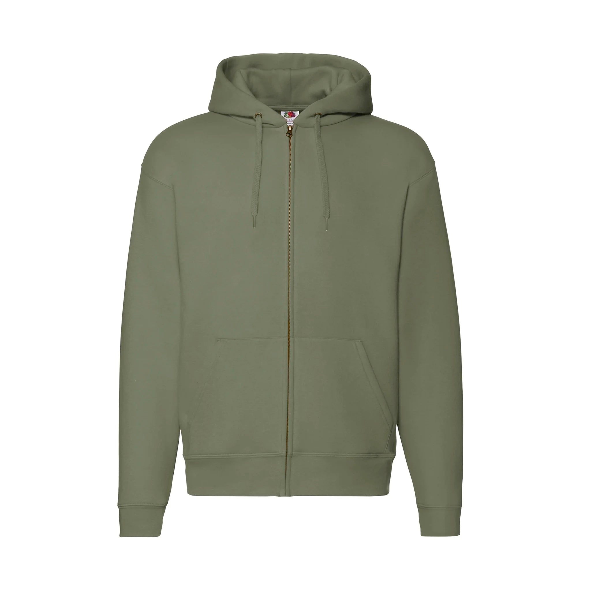 Qualifin Shop Fruit of the Loom Premium Hooded Sweat Jacket mit Reissverschluss Farbe olive