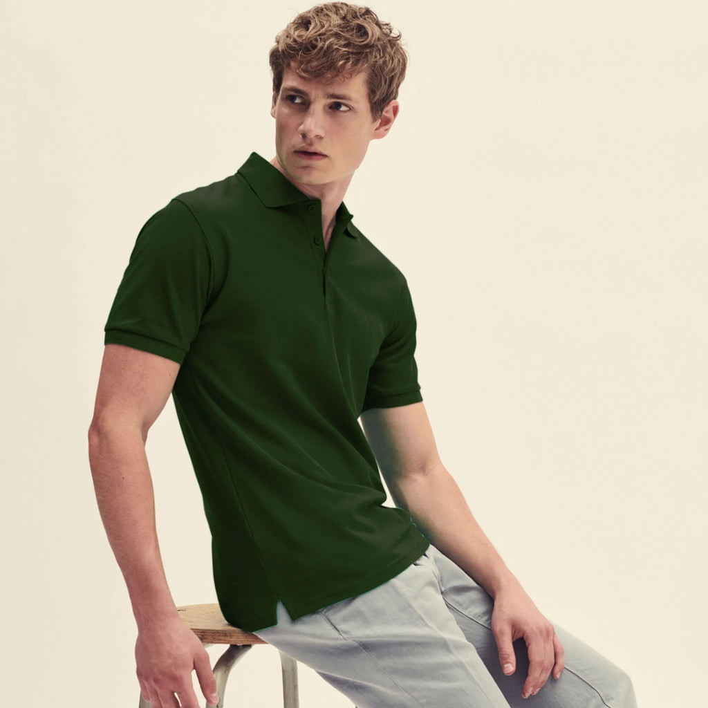 fruit of the loom Herren Poloshirt Qualifin Shop Model mit bottle green Polo