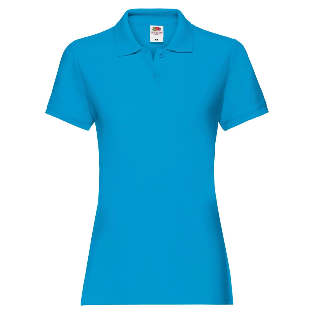 Qualifin Shop Fruit of the Loom Ladies Premium Poloshirt Farbe azure-blue