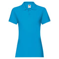 Qualifin Shop Fruit of the Loom Ladies Premium Poloshirt Farbe azure-blue