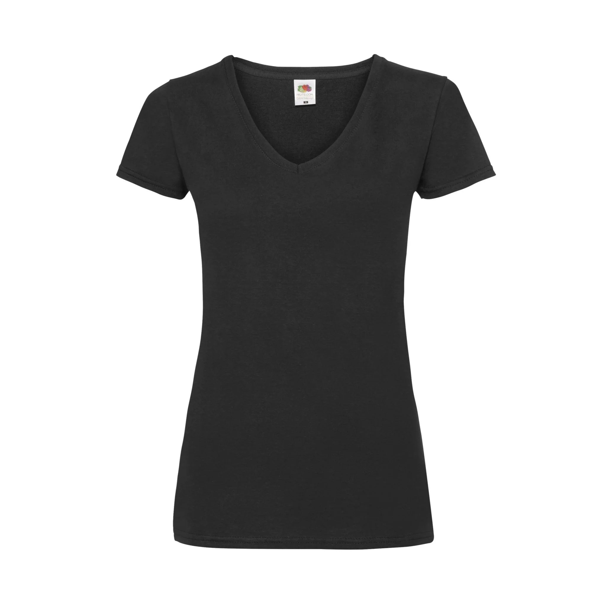 Qualifin Shop Fruit of the Loom Valueweight Ladies V-Ausschnitt schwarz