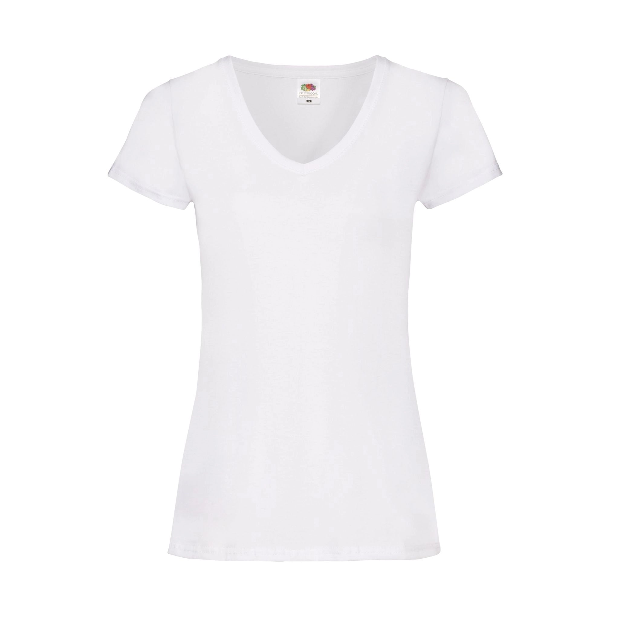 Qualifin Shop Fruit of the Loom Valueweight Ladies V-Ausschnitt weiß