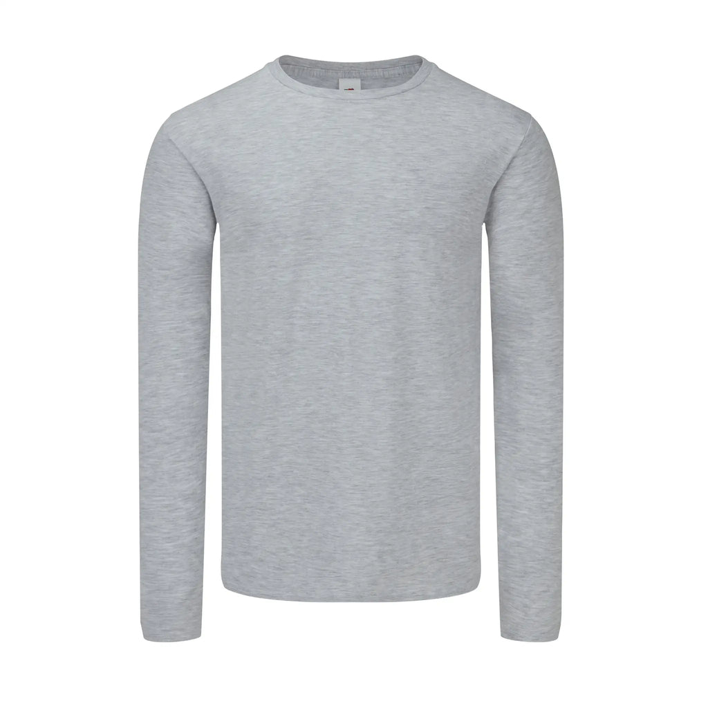 Fruit of the Loom Iconic 150 Classic Herren Longsleeve in heather-grey – Frontansicht