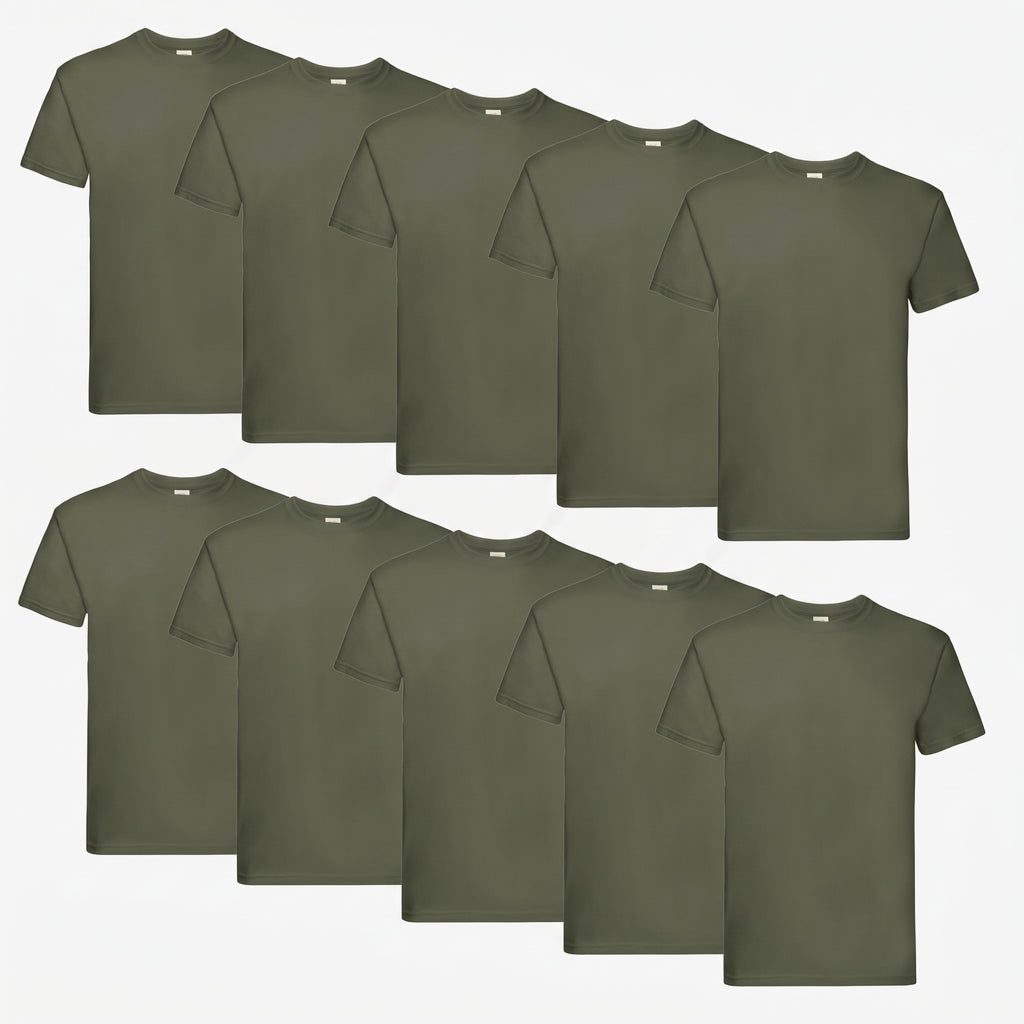 Fruit of the Loom Super Premium Herren T-Shirt 10er Pack in olivegrün – Frontansicht
