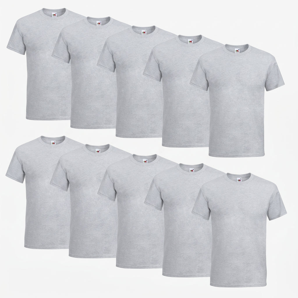 Fruit of the Loom Super Premium Herren T-Shirt 10er Pack in heather grey  – Frontansicht