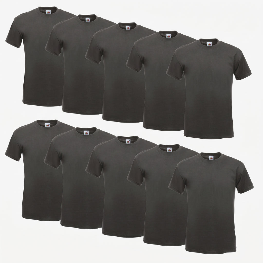 Fruit of the Loom Super Premium Herren T-Shirt 10er Pack in light graphite – Frontansicht