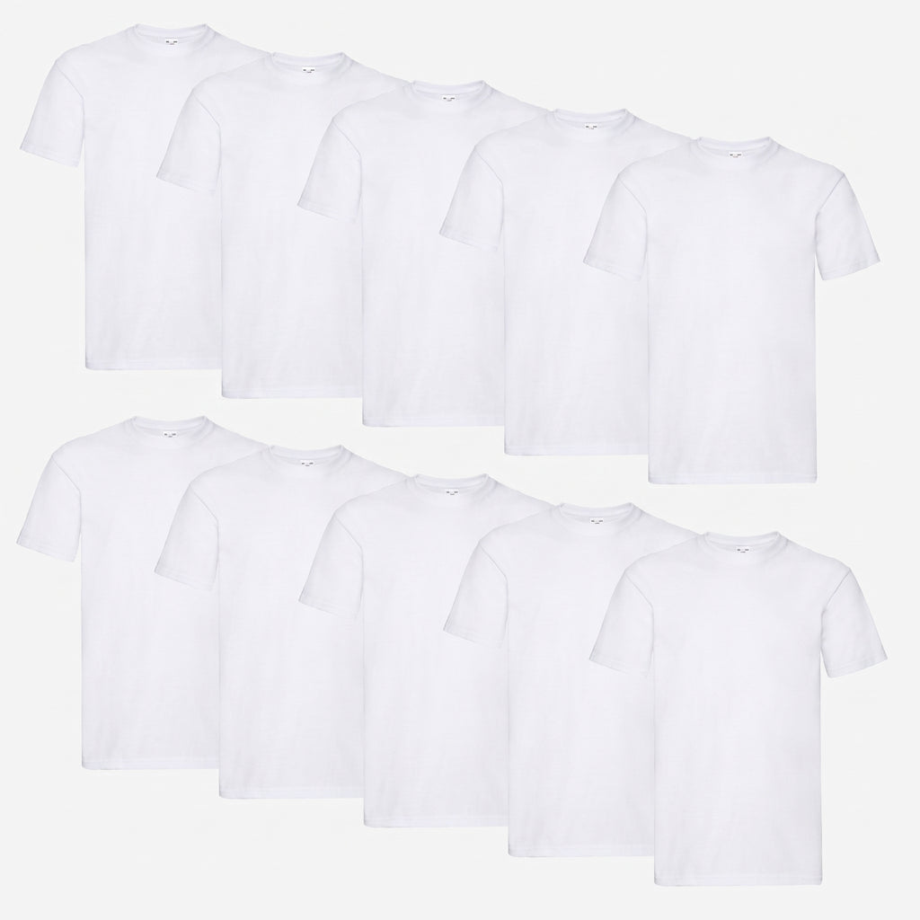 Fruit of the Loom Super Premium Herren T-Shirt 10er Pack in weiss – Frontansicht