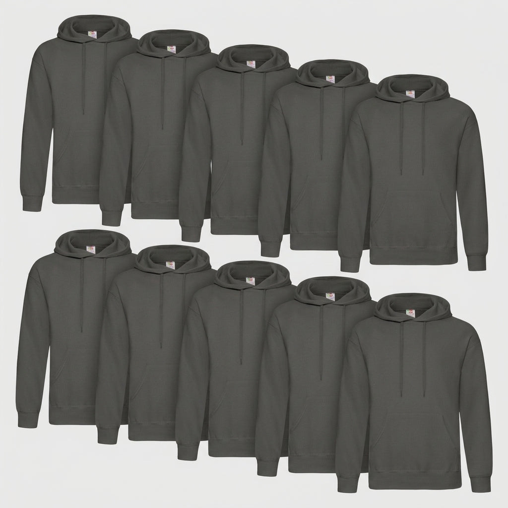 Fruit of the Loom Classic Hoodie – 10er Pack Anthrazit Frontansicht
