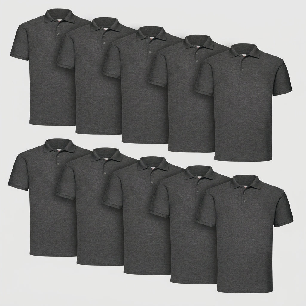 Fruit of the Loom 65/35 Polo Shirt SC280 im 10er Pack in dunkelgrau meliert Produktansicht