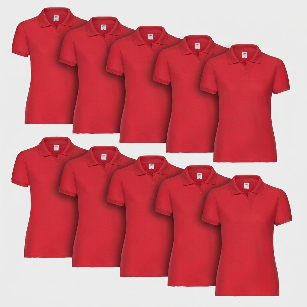 Fruit of the Loom Ladies 65/35 Polo Shirt SC281 im 10er Pack in rot – Produktansicht