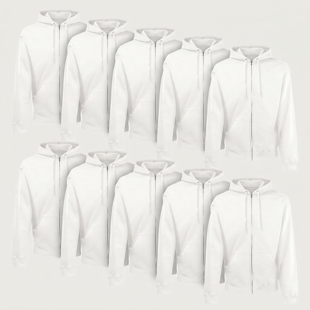 Fruit of the Loom Classic Zip-Hoodie im 10er Pack in weiß Produktansicht